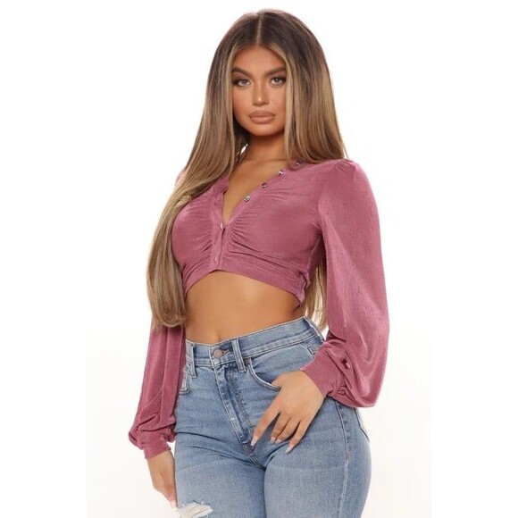 Button up retro style crop top - Picture 1 of 10